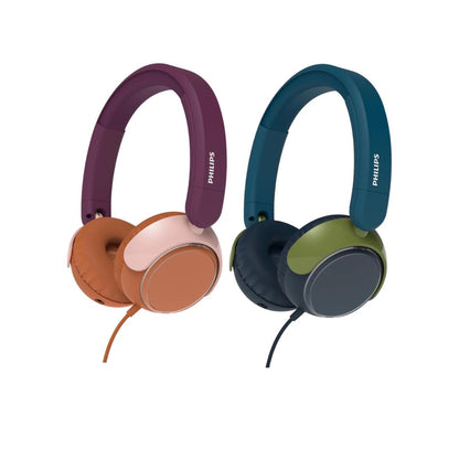 Philips K2000 Lightweight On-Ear Wired Kids Headphones - Built-in Mic, Safe Volume Limited, Audio Sharing, Foldable, Durable & Customizable