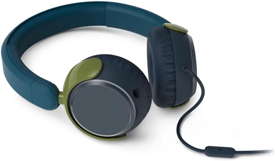 Philips K2000 Lightweight On-Ear Wired Kids Headphones - Built-in Mic, Safe Volume Limited, Audio Sharing, Foldable, Durable & Customizable