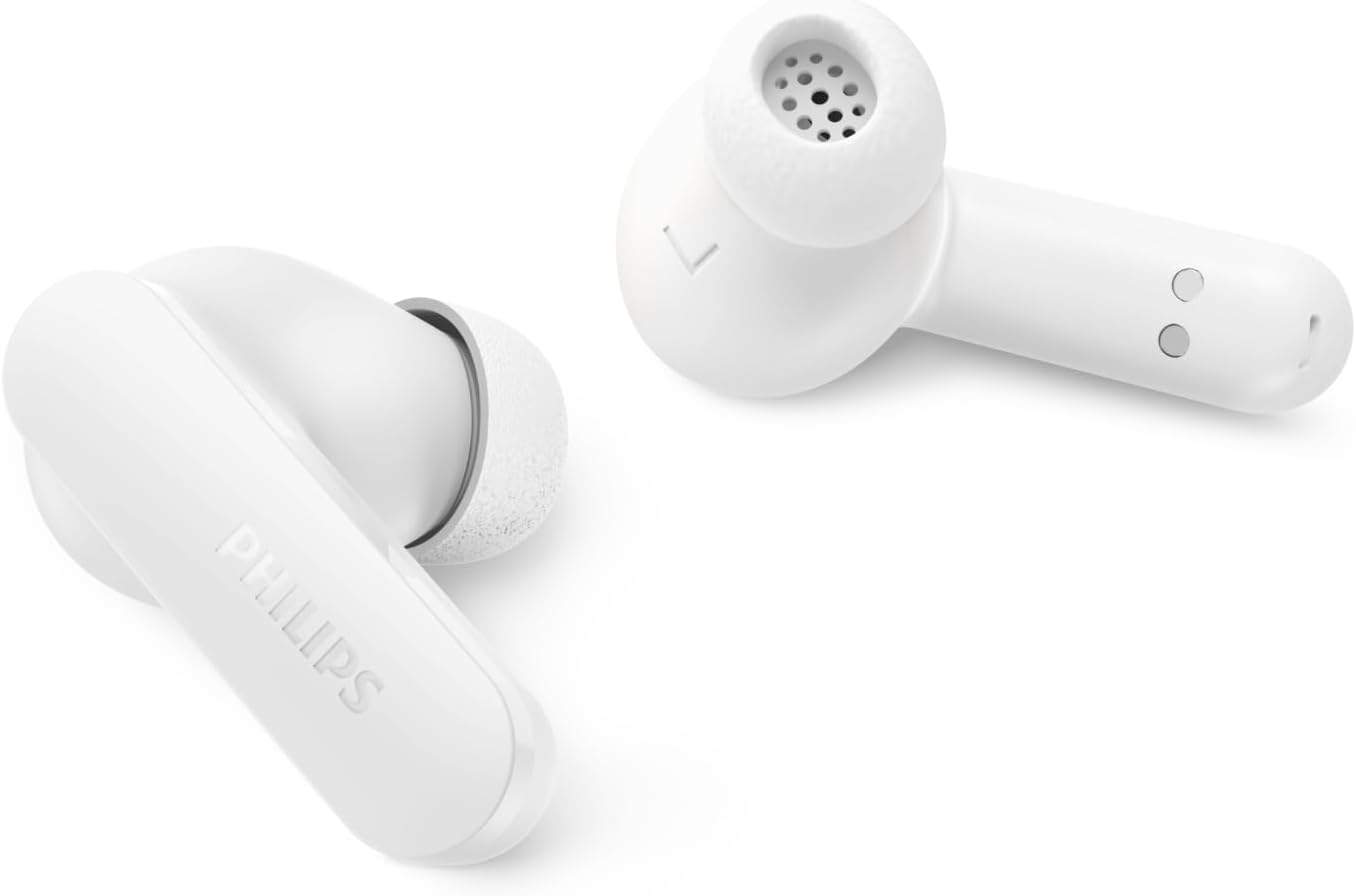 Philips TAT2200 True Wireless Bluetooth Earbuds with Active Noise Canceling, Stem Style, 4-Mic Technology, 36H Playtime