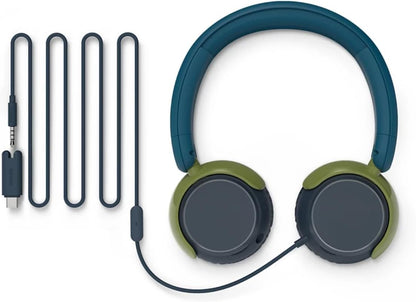 Philips K2000 Lightweight On-Ear Wired Kids Headphones - Built-in Mic, Safe Volume Limited, Audio Sharing, Foldable, Durable & Customizable
