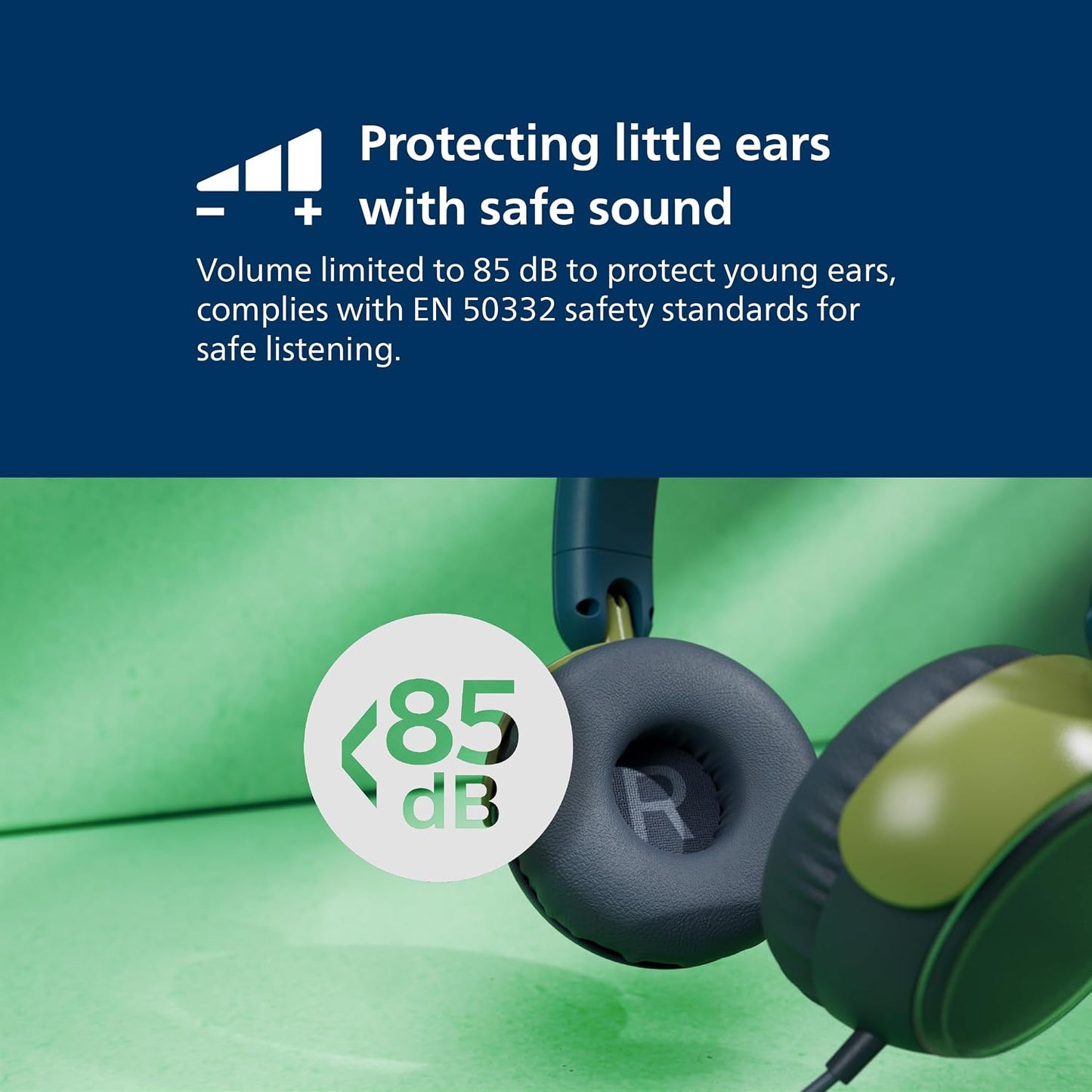 Philips K2000 Lightweight On-Ear Wired Kids Headphones - Built-in Mic, Safe Volume Limited, Audio Sharing, Foldable, Durable & Customizable
