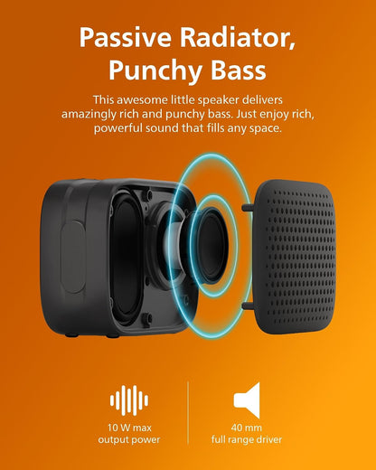 PHILIPS TAS1209 Portable Bluetooth Speaker,Wireless Speakers with Extra Bass,Quality Sound,12H Battery,TWS Pairing,Support Stereo Sound,Bluetooth 5.3,IPX4 Waterproof,for Indoor & Outdoor,Small