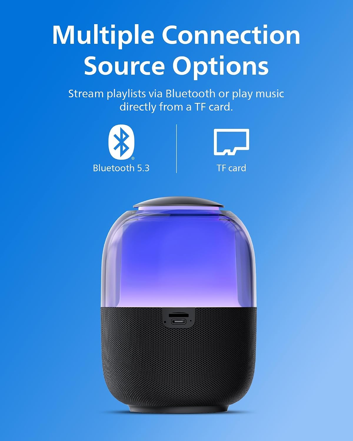 Philips S2108 Portable Bluetooth Speaker,Wireless Speakers with Punchy Bass,7 H Battery,TWS Pairing,Support Stereo Sound,Bluetooth 5.3 or TF Card,10W Output Power,Lighting Modes,Compact