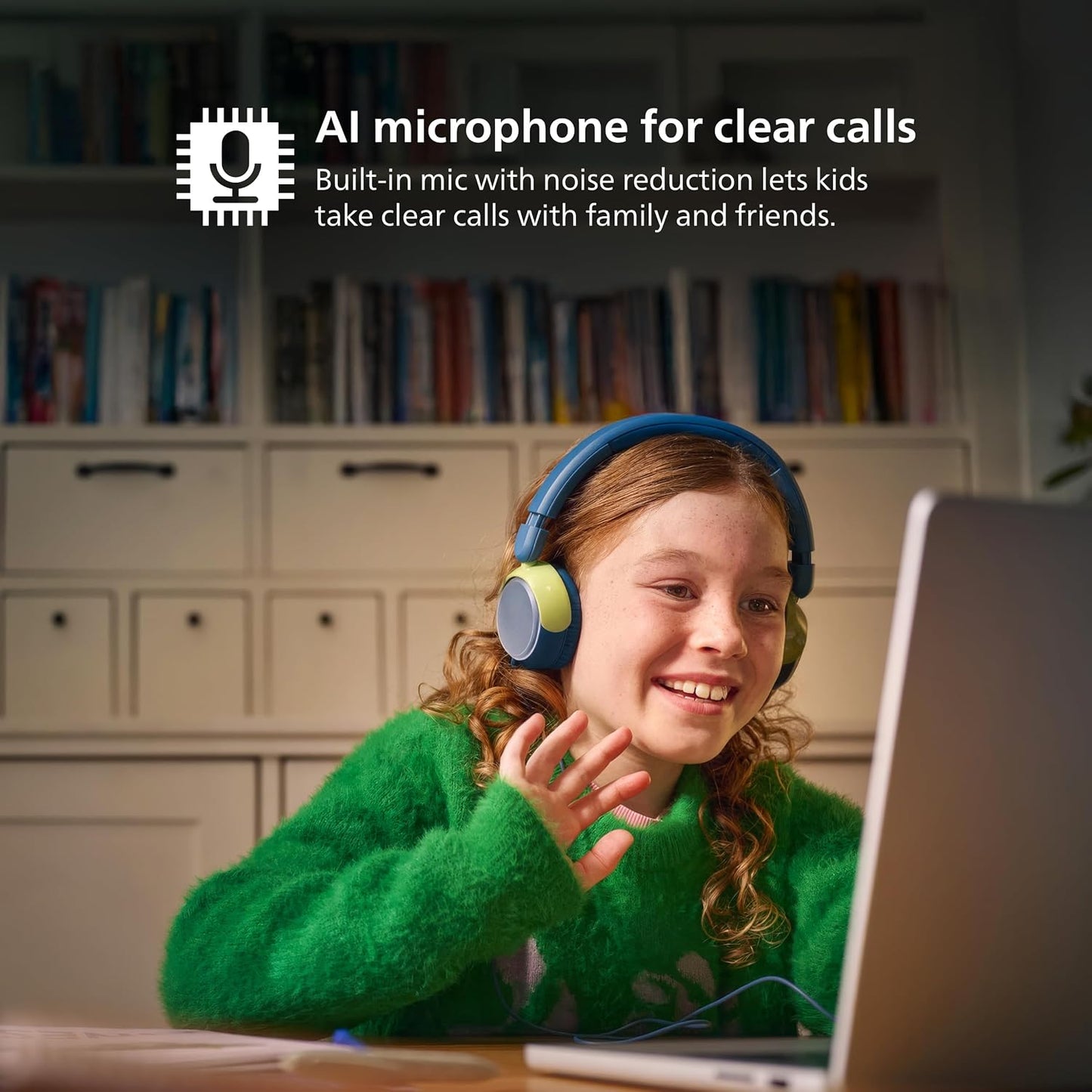 Philips K2000 Lightweight On-Ear Wired Kids Headphones - Built-in Mic, Safe Volume Limited, Audio Sharing, Foldable, Durable & Customizable