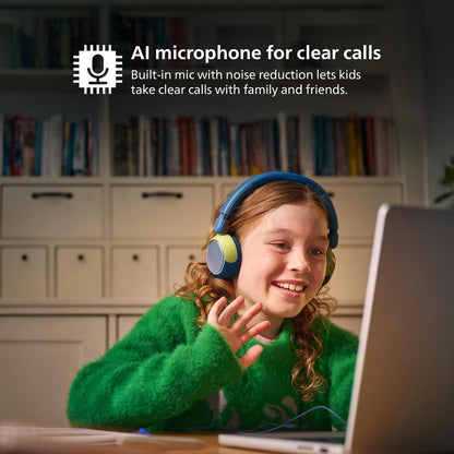 Philips K2000 Lightweight On-Ear Wired Kids Headphones - Built-in Mic, Safe Volume Limited, Audio Sharing, Foldable, Durable & Customizable