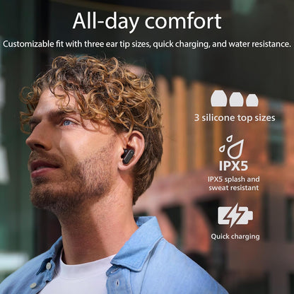 Philips TAT6000BK True Wireless Earbuds with Smart Charging Case, Noise Cancelling